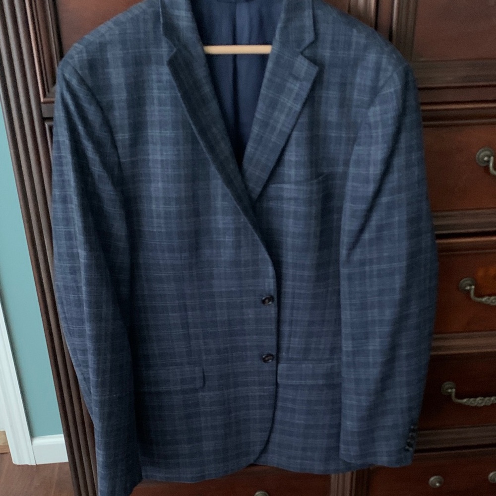 Men's Blue Plaid Blazer